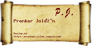 Prenker Jolán névjegykártya